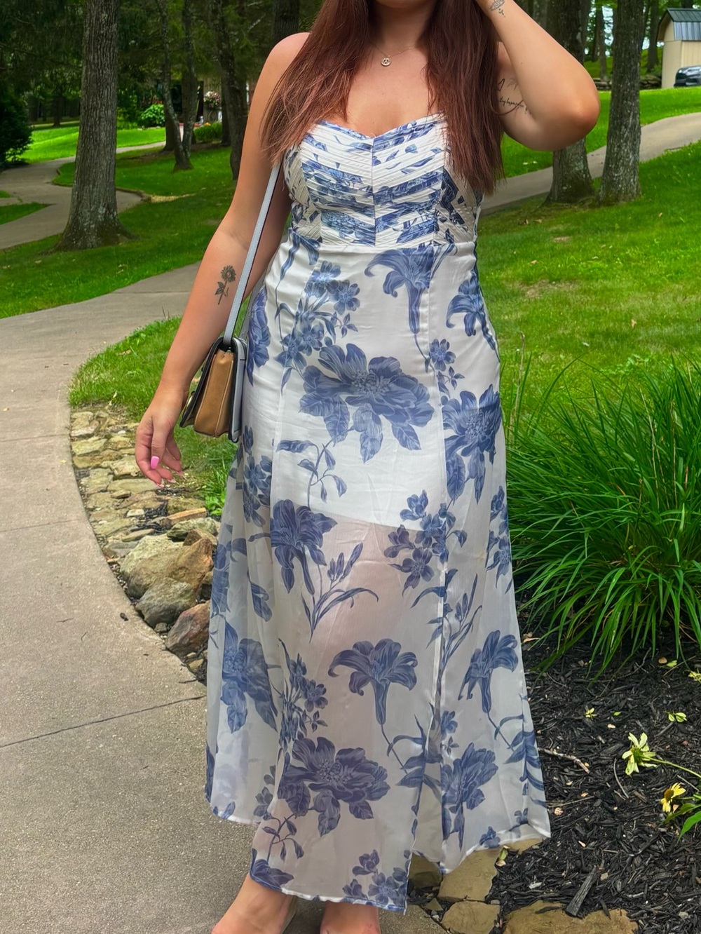 Floral Blue and White Maxi Dress - Elegant Summer Slip Dress